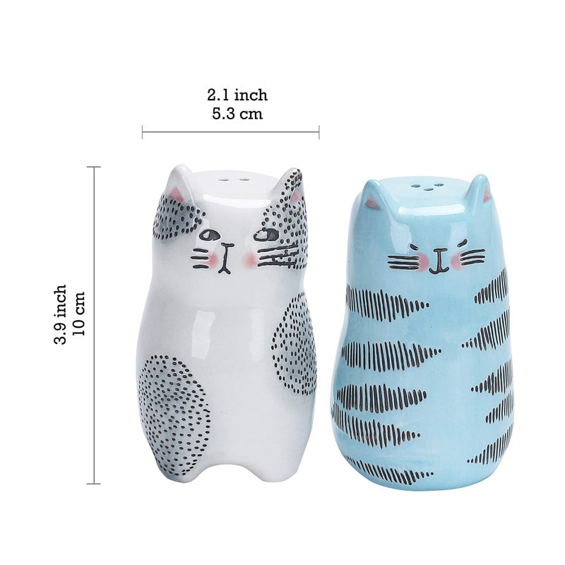 Bico Cartoon Cat Salt & Pepper Shaker Set, Handpainted Stoneware, Dishwasher Safe - Image 2